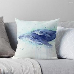 Pillow Humpback Whale Mom And Baby Painting Throw Decor Embroidered Cover Custom Plaid Sofa