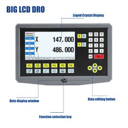 YH800-2 2 Axis LCD DRO Digital Readout Display 9 Language AC90-260V And 2 Pieces 50-1000mm Linear Scale Encoder Grating Ruler