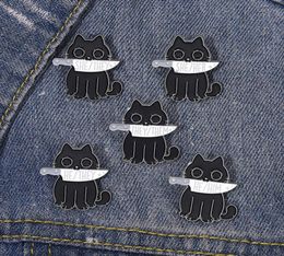 Black Cat Pronouns Enamel Pin Punk Brooch quotHe She Theyquot Knife Animals Badge Witch Lapel Pin Kitten Goth Jewellery Gift Fri1879447