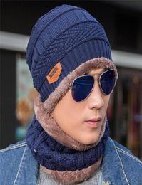 1PCS Hat Scarf Set Winter Knitted Hat With Mask Hood Beanies Men Scarf Caps Mask Bonnet Warm Winter Hats T39432077174322483
