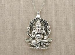 Vintage Silverslord Ganesh Fortune Kolye Hindu Fil Takımları Zincir Ceza Beyanı Kolye Kolye Kadın Moda Jewe6254225