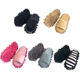 1 Pair Washable Microfiber Dust Mop Slippers Lazy Quick Cleaning Floor Cleaning Slipper Home Bathroom Cleanning Tools Home Shoes