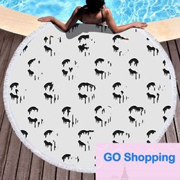 Factory Direct Fashion Brand round Printed Beach Towel Microfiber with Tassel Feel Soft High-end