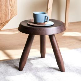 Nordic Living Room Furniture Solid Wood Round Stool Porch Shoe Changing Stool Side Tea Table Footrest Seat Wabi-sabi Retro Chair