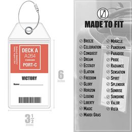 1PC Resealable Waterproof Clear Ship Ticket Card Sleeve Luggage Cruise Tag Holder Zip Seal Pouch Keyring Steel Random