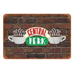 Central Perk Retro Tin Sign Vintage Poster Plaque Wall Decor for Bar Cafe Garden Bedroom Office Hotel Metal Plate Wall Decor