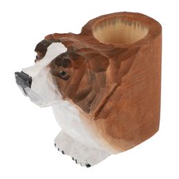 Dog Wooden Pen Holder Stationery Container Pot Storage Bucket Decorative Organiser Makeup