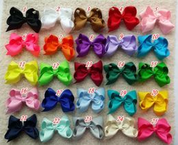 4 inch 160 pcslot BOWKNOT Girl hair bow Toddler hair bows Baby hair bows Grosgrain ribbon hairbow Double Alligator clip in stoc3532537