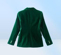 Women039s Suits Blazers Women Dark Green Velvet Blazer Jacket Elegant Coat Female Slim Fit Office Lady Solid Long Sleeve Sing5900448