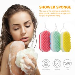 3Pcs Oval Bathing Sponges Double- sided Bathing Sponge Reusable Body Cleaning Sponges Exfoliating Sponges Bathroom Colourful