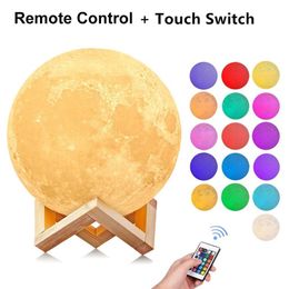 3D Moon Lamp Bedroom Decoration LED Night Lights Lighting Luminaria USB 16 Colour Lamp Moon with Controller for Kid's Gift Lig259B