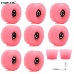 82A Jelly Colour PU Wheels For Double Roller Skates Skateboard 58x32MM With Bearings Wear-resistant Accessories AMB284