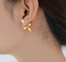 Stud Pearl Leaf Earrings For Women Gold Flower Clover Luxury Designer Jewelry Elegant Delicate Dropship 2022Stud5038129