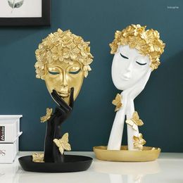 Decorative Figurines Women Face Art Statue Sculpture Abstract Collectible Home Decorations Living Room Desk Bookshelf Office Ornament Gifts