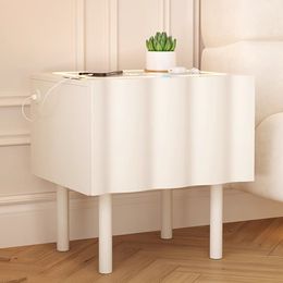 Italian Modern Bedside Table White Corner Cabinet European Drawers Portable Nightstands Smart Mesa De Noche Home Furnitures