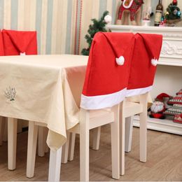 Chair Covers 1-4PCS Christmas Decoration 2024 Dining Cover Table Sleeve Santa Claus Hat Banquet YEAR Back