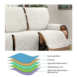 Waterproof Reclining Sofa Slipcover 3 Seater Recliner Cover with Console Reversible Couch Cover for Living Room Split Sofa Cover