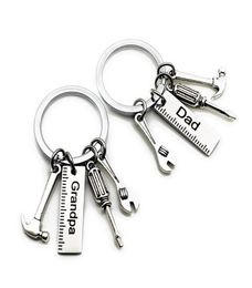 50pcslot New Stainless Steel Dad Tools Keychain Grandpa Hammer Screwdriver Keyring Father Day Gifts1 85 W28229074