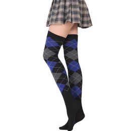 Diamond Cheque Women Stockings High Elasticity Sexy Overknee Long Boot Socks European US Style Ladies Girls Warm Long Tube Socks