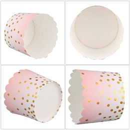50Pcs Gold Dots Paper Baking Cups Oven-safe Muffin Cupcake Baking Mould Cup Liners Non-stick Ramekin Holders for Wedding Birthday