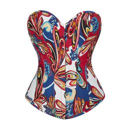 Colorful Floral Overbust Corset Bustier Top For Women Gothic Clothing Vintage Corpete Feminino Lingerie Shapewear