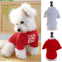 1Pc Dog Shirt Letter Printing Pet Clothes Stylish Anti-fade Summer Dog Clothes Easy to Wear Round Collar T-shirt for Small Pets