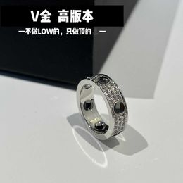 High end designer rings carter V Gold High Edition Thick Plated 18K Mijin Black Nail Ring with Three Rows of Diamond Full Sky Star Fashion Personalised Ring Original 1:1