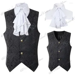 Men's Vests Black Vest Men Renaissance Steampunk Coat Gothic Jacquard Waistcoat Single Breasted Business Formal Dress For Suit