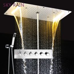 Bathroom High Quality LED Shower Head Rain Waterfall Mist Spray Bath Set Thermostatic Shower Mixer Faucet