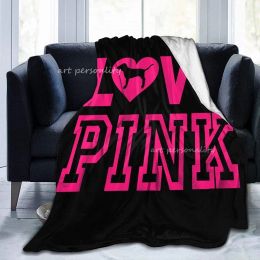 Pink Blanket Love Pink Dog Heart Adult Kids Fleece Blanket Ultra-Soft Micro for Couch or Bed Warm Throw Blanket for Girl Gifts