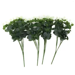 Decorative Flowers 4pcs Artificial Eucalyptus Leaves Simulation Faux Plant Greenery Branches Stems Wedding Home Decor Bouquet