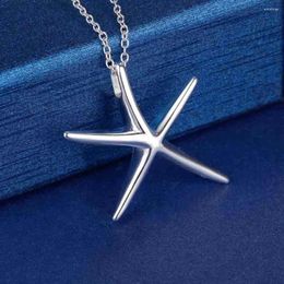 Pendants Brands 925 Sterling Silver Starfish Pendant Necklace For Women Holiday Gift High Quality Fashion Party Wedding Jewellery