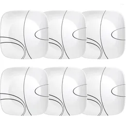 Plates Corelle Simple Lines Square Dinnerware Set 6 Piece Matching Classic White Light Weight And Easy To Handle Dishes