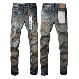 Jeans for Mens Purple Baggy Quilting Ripped Trend Brand Vintage Pant Casual Solid Classic Straight Jean Male Motorcycle Rock Revival