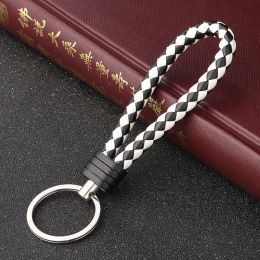 Rings Handmade Knitted Rope Making Leather Rope Keychain for Women Men Rope for Hanging Bags Key Chain Porte Clef Chaveiro Keychains