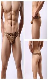 Mens Underwear Underpants Sexy Light Soft Breathable Leopard Print T Shaped Male Bikini Briefs Man Thongs And G Strings1473899
