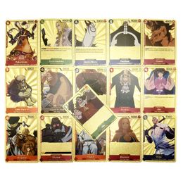 54pcs/36pcs/18pcs English Metal Golden One Piece Card Anime Luffy Nami Robin Zoro Pattern Board Play Game Card Toys Collections