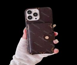 Designer Brand Wallet Phone Cases For iPhone 14 Pro Max 13 12 11 L Leather Bag Fashion Letter Print Back Cover Case Card Holder Po4632520