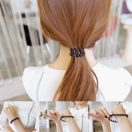 Telephone Wire Elastic Clear Hair Bands Plastic Spring Gum For Hair Ties No Crease Coil Hair Tie Ponytail Hair Accessories