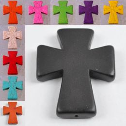 Pendant Necklaces 50x40MM Turquoise Stone Cross GEM Jewelry For Gift Loose Beads
