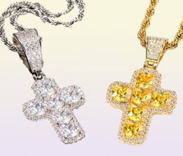 Mens Hip Hop Cross Necklace Fashion Bling Iced Out Pendant Jewelry Gold Slver Chains Diamond Pece Statement Women Men8814552