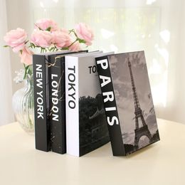 Simple Fake Books for Decoration Coffee Table Modern Home Book Box Remote Control Storage Paris London York 240328
