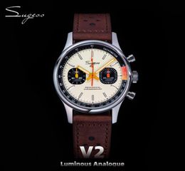 Sugess 1963 Chronograph Mechanical Wristwatches Seagull ST19 Swanneck Movement Pilot Mens Watch Sapphire Crystal Retro Xmas Gift 22975599