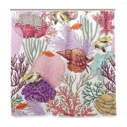 Shower Curtains Coral Reef Seaweed Shell Waterproof For Bathroom Kids Boys Girls Adults