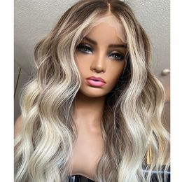 Blonde Ombre Balayage Remy Human Hair Lace Front Wig Highlights Body Wave Full Lace Wig HD 13x6 Deep Part Natural Hairline 200%