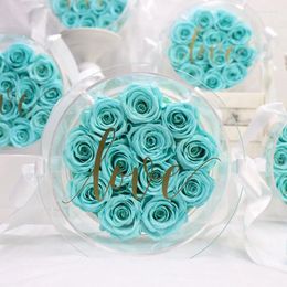 Decorative Flowers 12PCS Eternal Rose Dried Candy Bag Acrylic Dome Wedding Home Decor Birthday Valentine's Day Christmas Gift