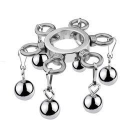 Penis Lock Cockrings Metal Scrotum Pendant Ball Stretcher Stainless Steel Weight Cock Ring BDSM Bondage Gear Restraint Sex Toy for5146411