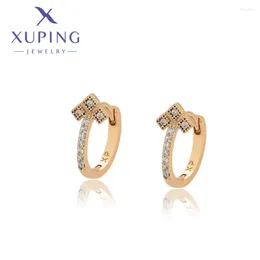 Hoop Earrings Xuping Jewelry Arrival Gold Color Geometry Elegant Style Zircon For Women Birthday Christmas Party Gifts S00101390