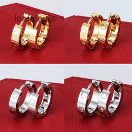 Earrings Designer Gold diamond stud Titanium steel love exquisite simple fashion With bag