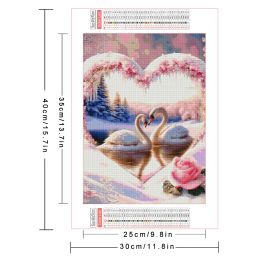 AZQSD Diamond Painting Swan Winter Heart Love Home Decor 30x40cm Embroidery Sale Animal Mosaic Cross Stitch Kits Unique Gift